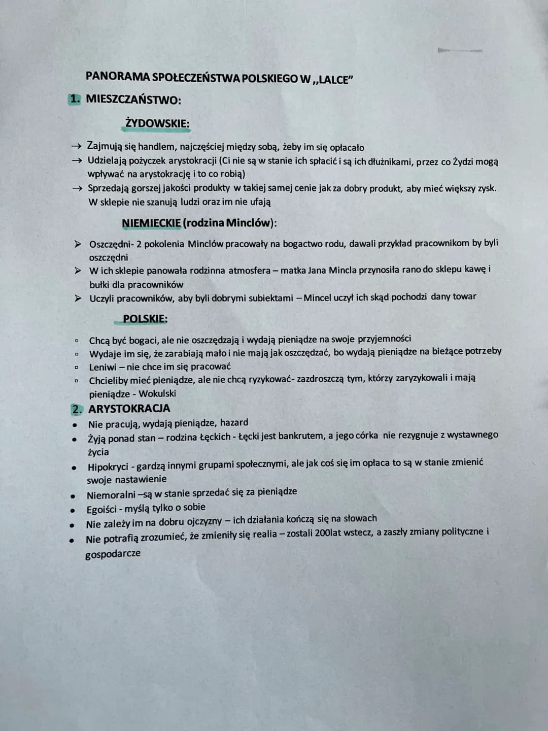 Jak Prus ocenia społeczeństwo w Lalce? Obraz polskiego społeczeństwa i jego grupy: mieszczaństwo, arystokracja, biedota