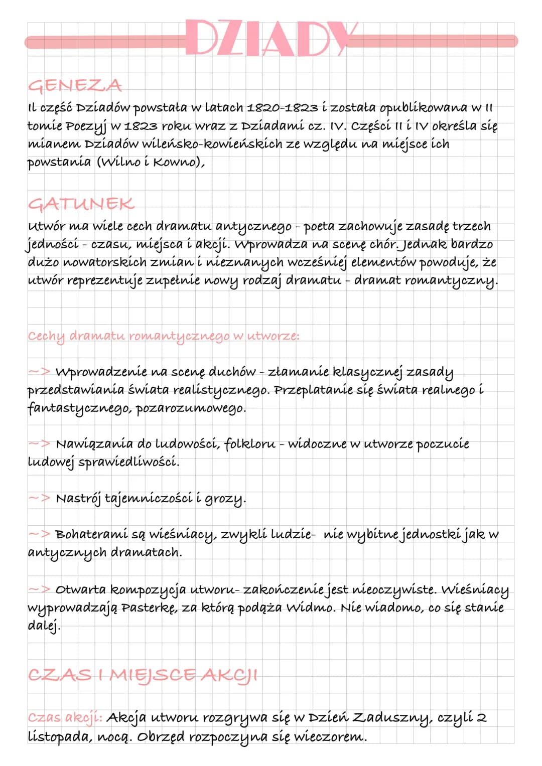 DZIADY
GENEZA
Il część Dziadów powstała w latach 1820-1823 i została opublikowana w II
tomie Poezyj w 1823 roku wraz z Dziadami cz. IV. Częś