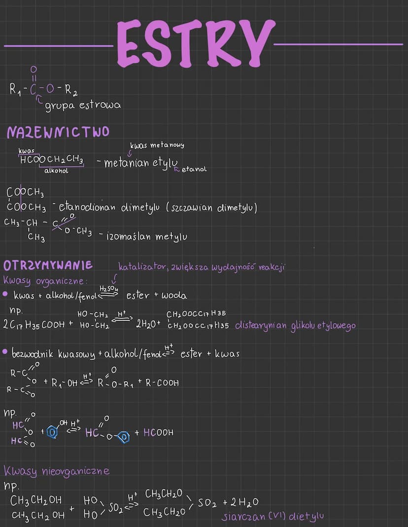 O
||
R₁ - C - O-R₂
NAZENNICTWO
kwas metanowy
S
HCOOCH2CH3 - metanian etylu
alkohol
kwas
CH3-CH
1
CH3
COOCH3
COOCH3 etanodionan dimetylu (szc