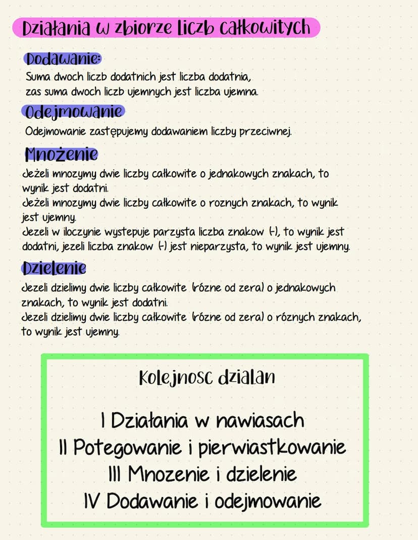 Liczby i dzialania
Liczby naturalne
Liczby zapisujemy za pomoca cyfr. Jest
dziesiec cyfr: 0, 1, 2, 3, 4, 5, 6, 7, 8, 9.
Wykorzystujac cyfry,