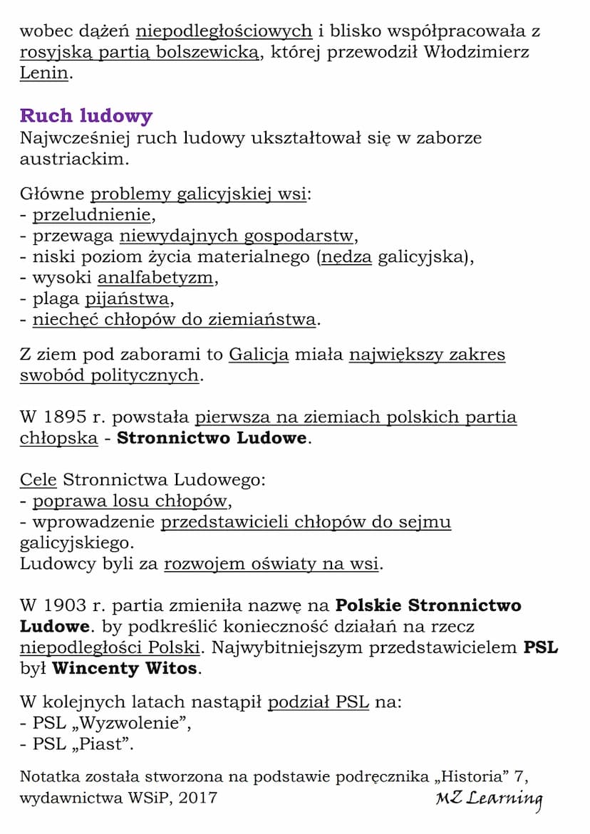 Partie polityczne na
ziemiach polskich w XIX
wieku
klasa 7, WSiP
W XIX w. formowała się nowoczesna świadomość narodowa
Polaków.
Wcześniej sz