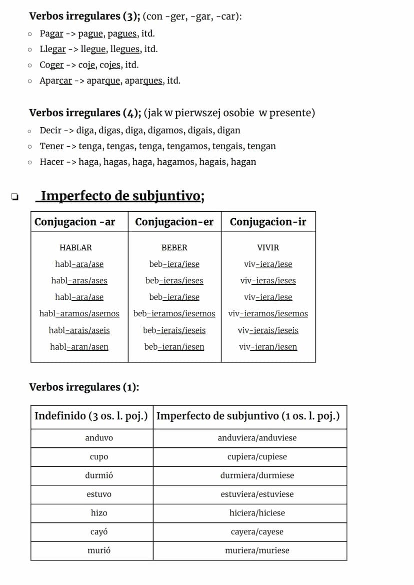 Español
Presente de subjuntivo;
Conjugacion -ar Conjugacion-er Conjugacion-ir
TRABAJAR
trabaj-e
trabaj-es
trabaj-e
trabaj-emos
trabaj-eis
tr