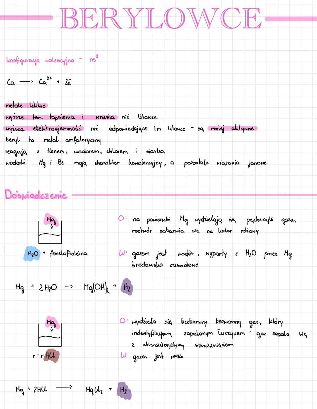 Charakterystyka i Właściwości Berylowców - Pierwiastki Bloku S
