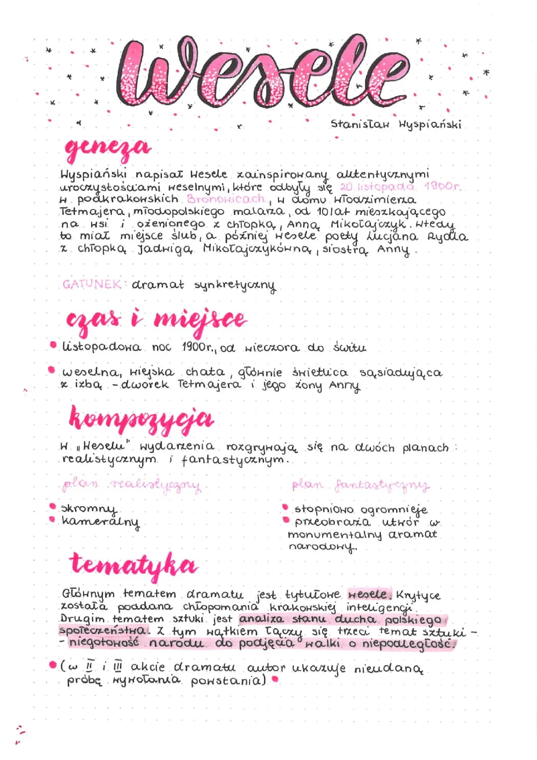 Wesele - Geneza, Bohaterowie, Streszczenie