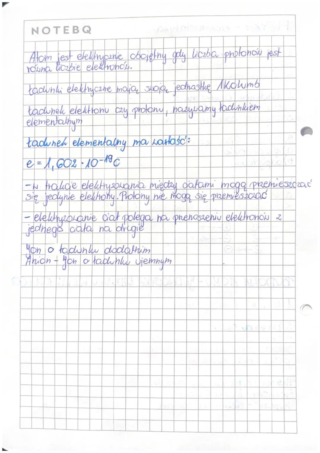 # FIZYKA - elektrostatyka
NOTEBQ

1. Elektrostatyka to części nauki o elektryczności, która
dotyczy oddziaływani i właściwości ładunkor elek
