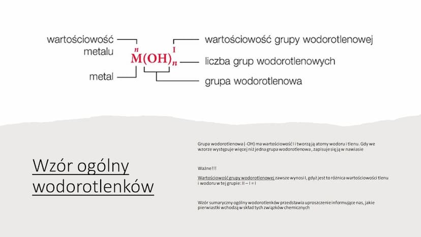 Wodorotlenki
o
NaOH R
Wodorotlenki - to związki o budowie
jonowej, w których skład wchodzą kationy
metalu i aniony wodorotlenkowe.
Zapamięta