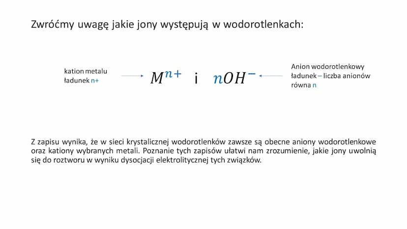 Wodorotlenki
o
NaOH R
Wodorotlenki - to związki o budowie
jonowej, w których skład wchodzą kationy
metalu i aniony wodorotlenkowe.
Zapamięta