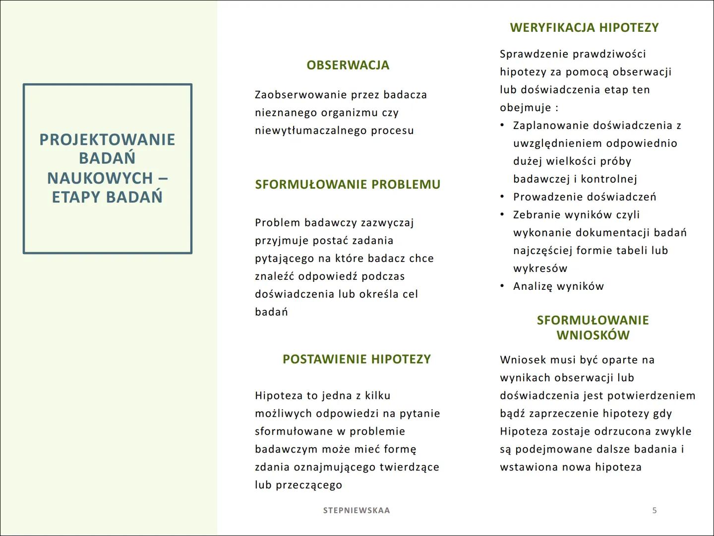 BADANIA
PRZYRODNICZE
STEPNIEWSKAA ●
NA TEN TEMAT
SKŁADAJĄ SIĘ:
METODYKA BADAŃ
PRZYRODNICZYCH
• OBSERWACJE
MIKROSKOPOWE
JAKO ŹRÓDŁO
WIEDZY
BI