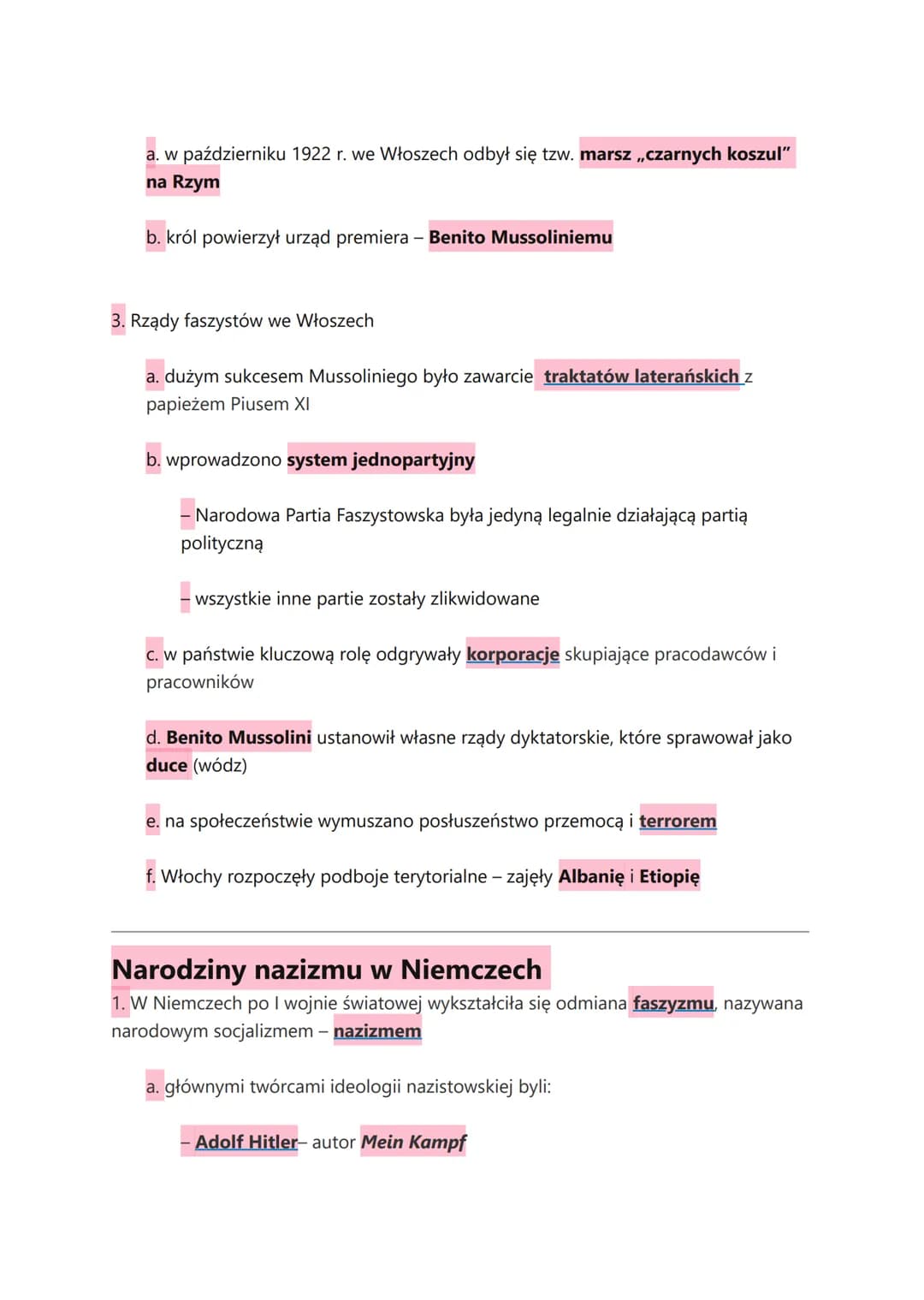 Narodziny faszyzmu
1. Sytuacja we Włoszech po I wojnie światowej
a. Włosi byli bardzo rozczarowani sytuacją po I wojnie światowej
byli nieza