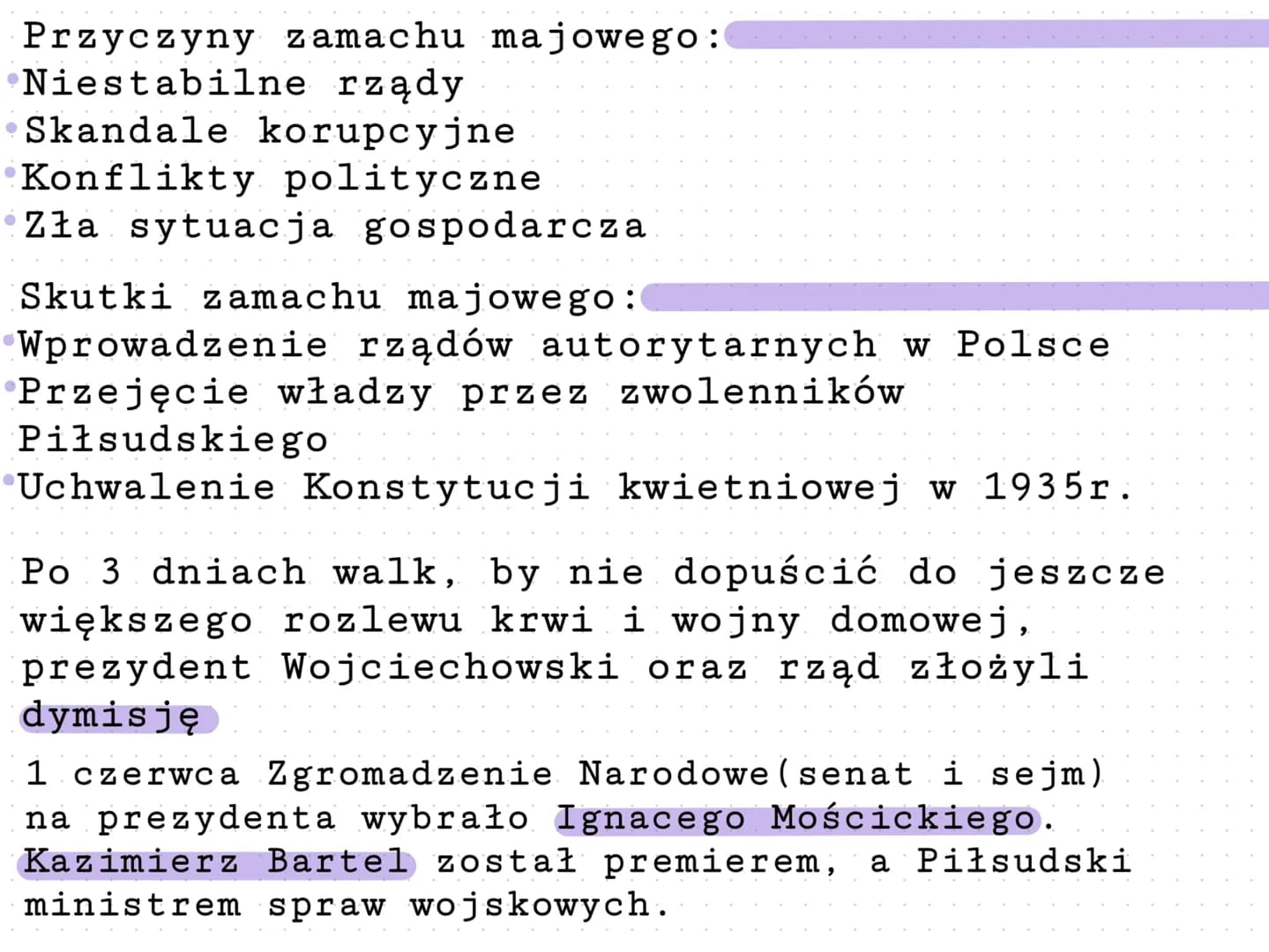 Zamach majowy i rządy senacji
Historia.
W 1923r. Józef Piłsudski wycofał się z
i zamieszkał w podwarszawskim
polityki
Sulejówku
W maju 1926r