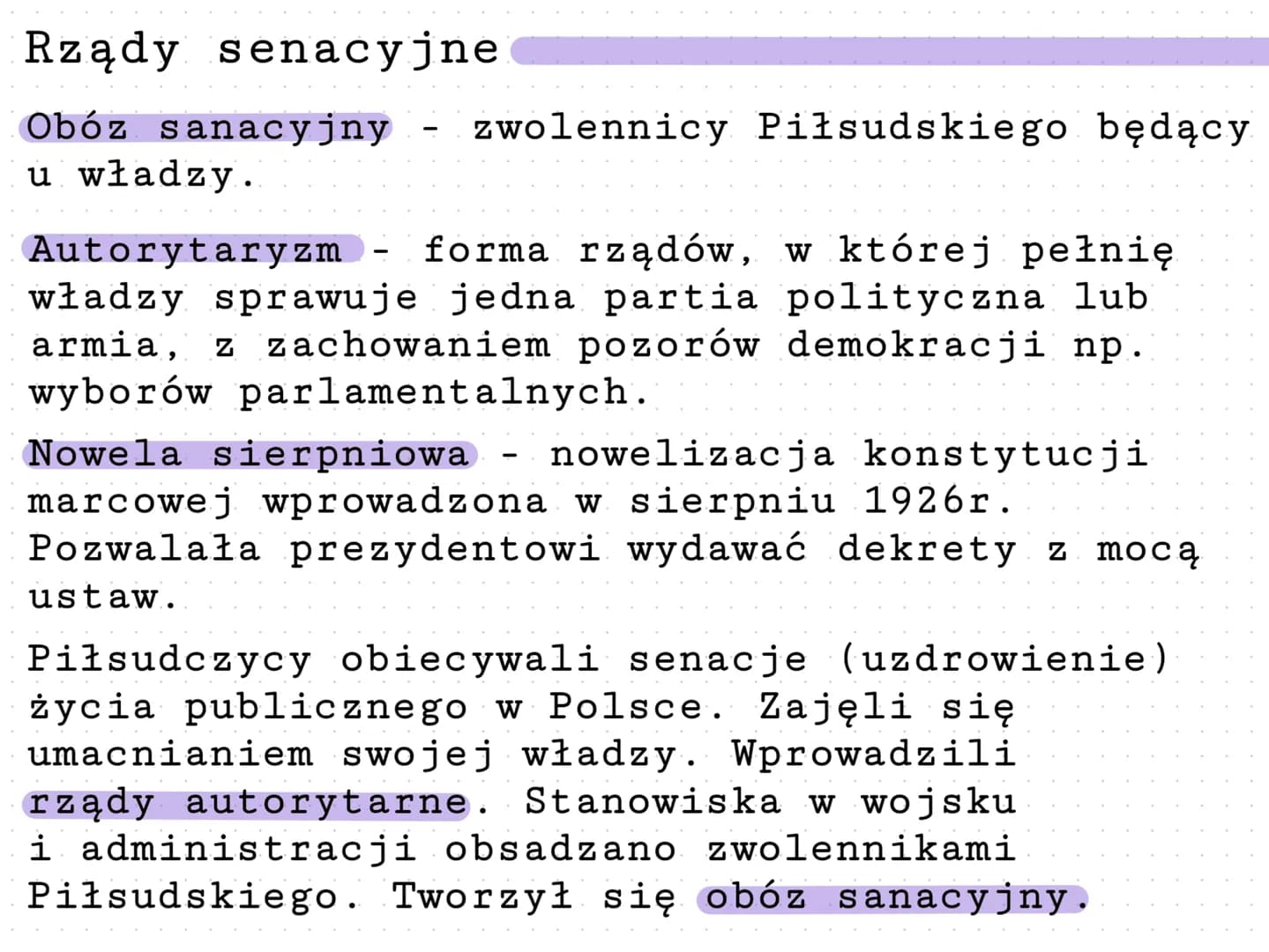 Zamach majowy i rządy senacji
Historia.
W 1923r. Józef Piłsudski wycofał się z
i zamieszkał w podwarszawskim
polityki
Sulejówku
W maju 1926r