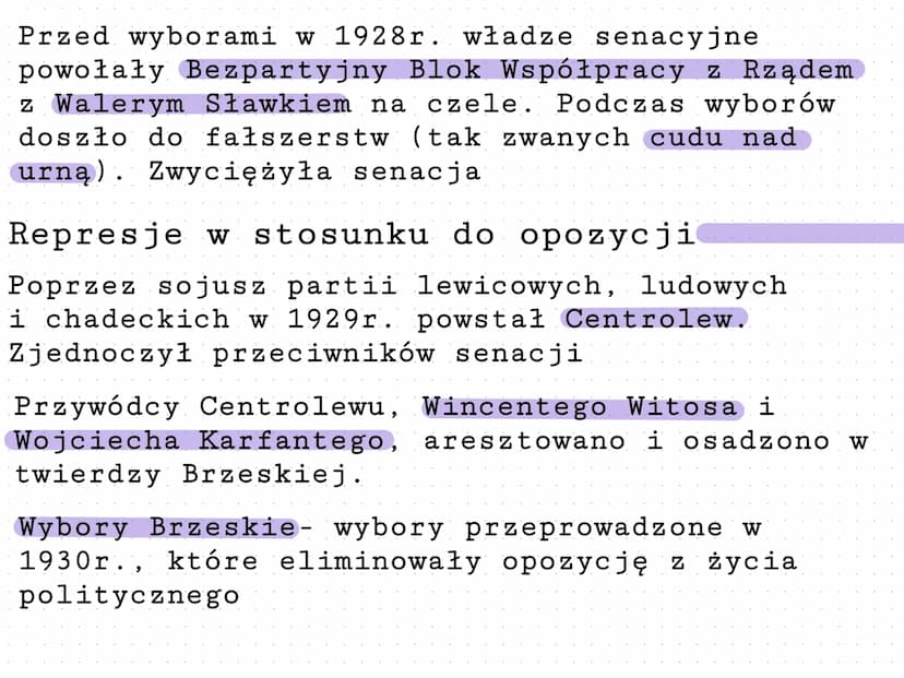 Zamach majowy i rządy senacji
Historia.
W 1923r. Józef Piłsudski wycofał się z
i zamieszkał w podwarszawskim
polityki
Sulejówku
W maju 1926r