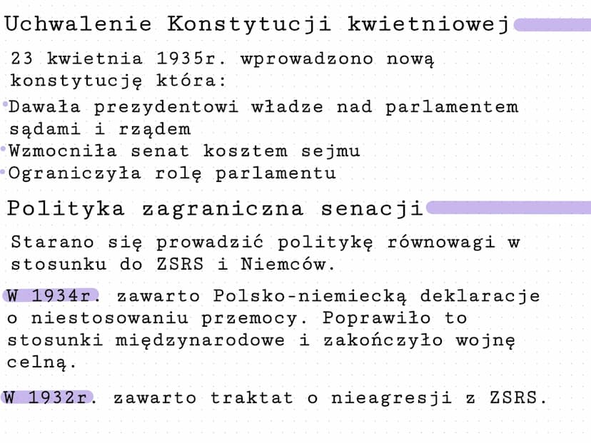Zamach majowy i rządy senacji
Historia.
W 1923r. Józef Piłsudski wycofał się z
i zamieszkał w podwarszawskim
polityki
Sulejówku
W maju 1926r