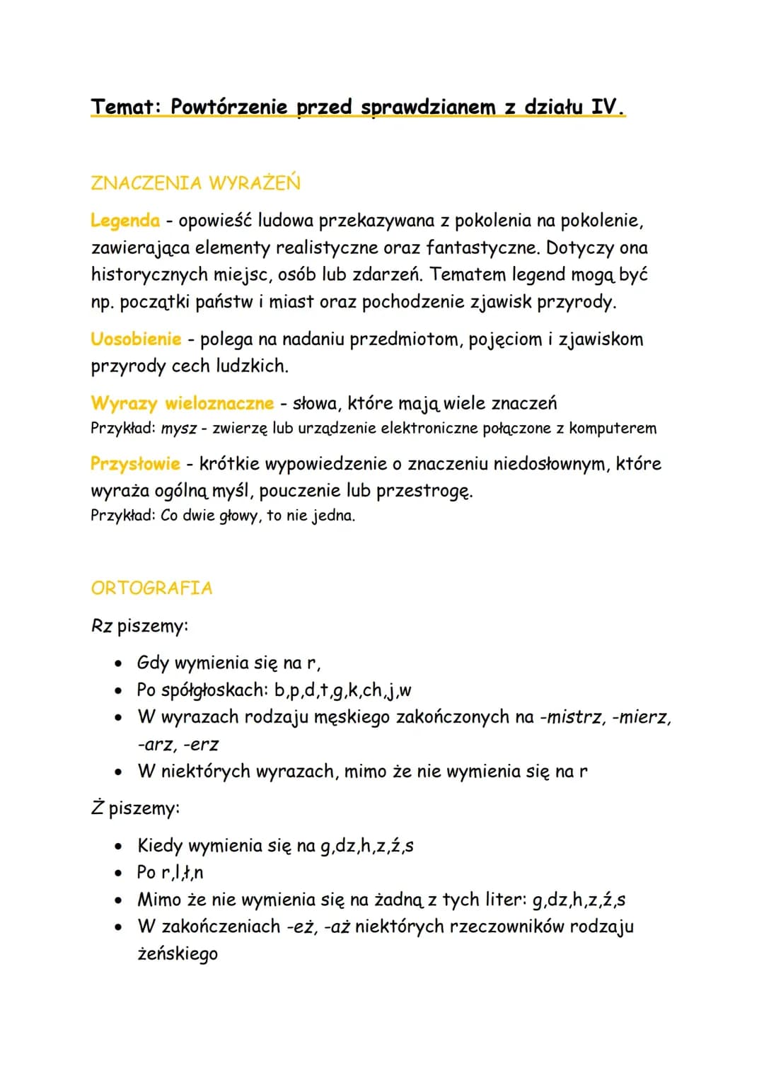 Powtórzenie przed sprawdzianem z działu 4 "Przystanek historia"