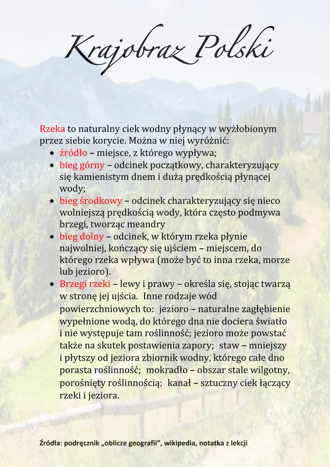Krajobraz Polski
Krajobrazy Polski są zróżnicowane. Przeważają niziny,
a w środkowej i południowej części kraju występują
wyżyny i góry. Na 