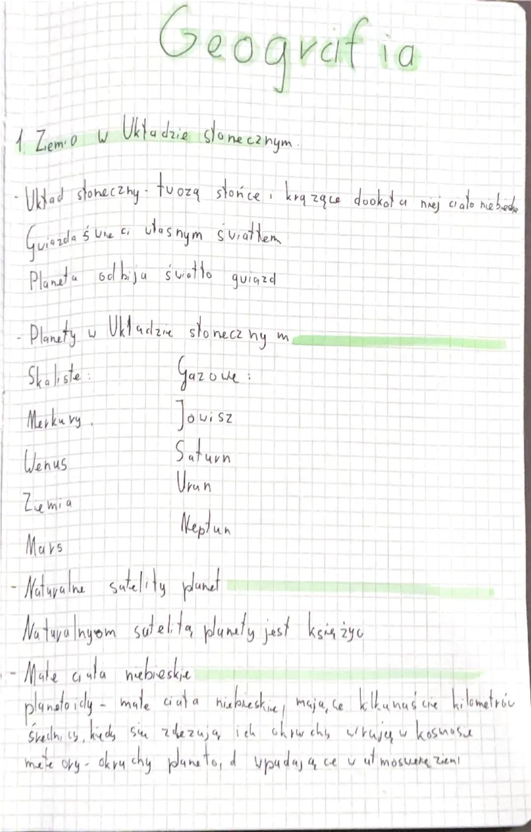 1. Ziemie w
Geografia
Układzie słonecznym
· Ulted stoneczny. tuozą stońice, krążące dookot u mej ciato nebido
ci
Guiazda 5 Une c. utasnym su