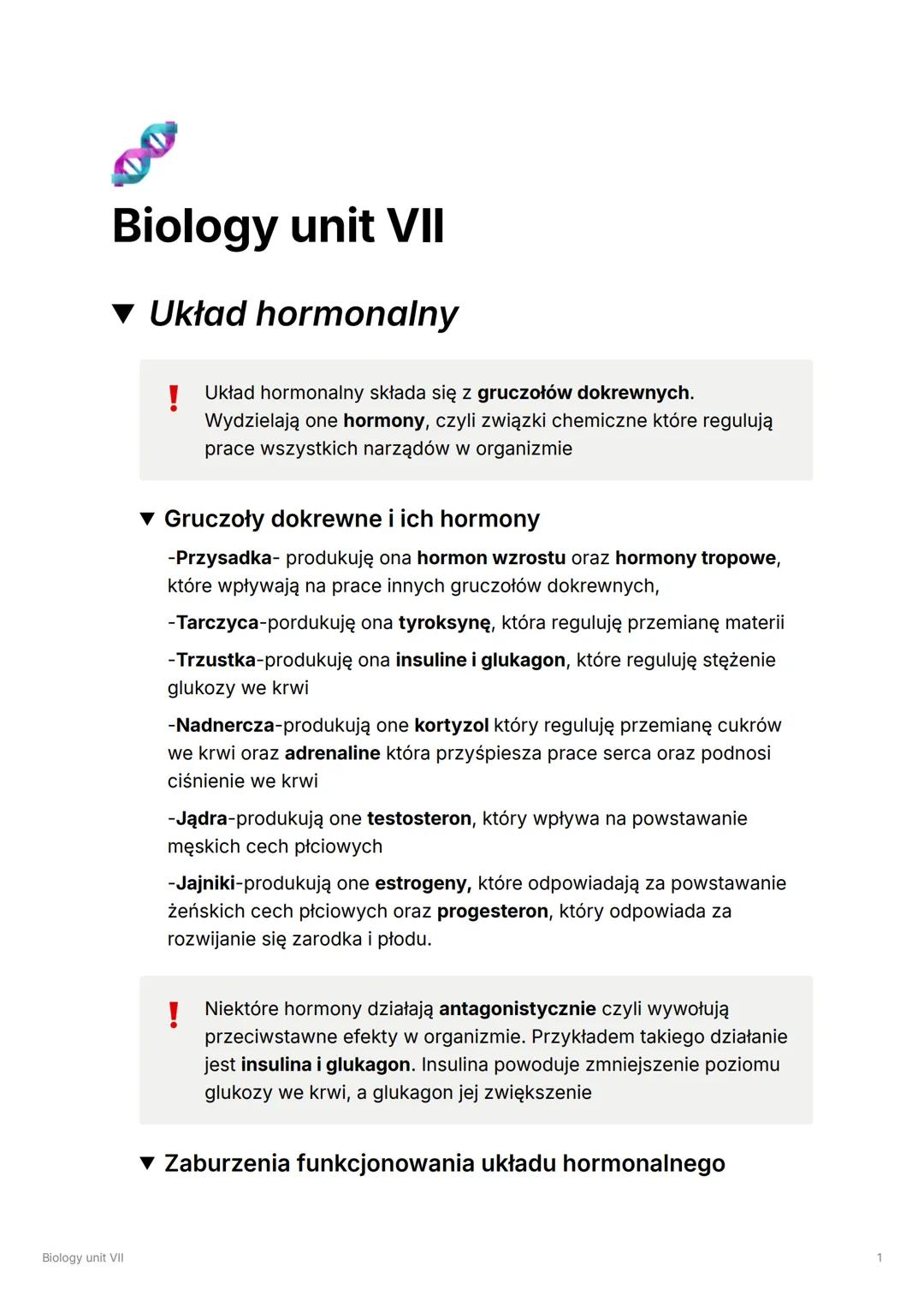 Biologia Klasa 7: Rozdział 7 - Notatki z 'Puls Życia'