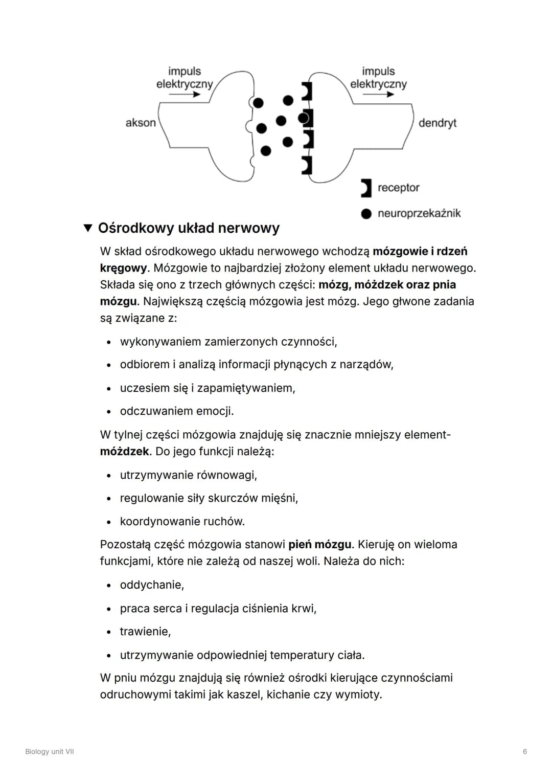 Biology unit VII
Biology unit VII
▼ Układ hormonalny
!
Układ hormonalny składa się z gruczołów dokrewnych.
Wydzielają one hormony, czyli zwi