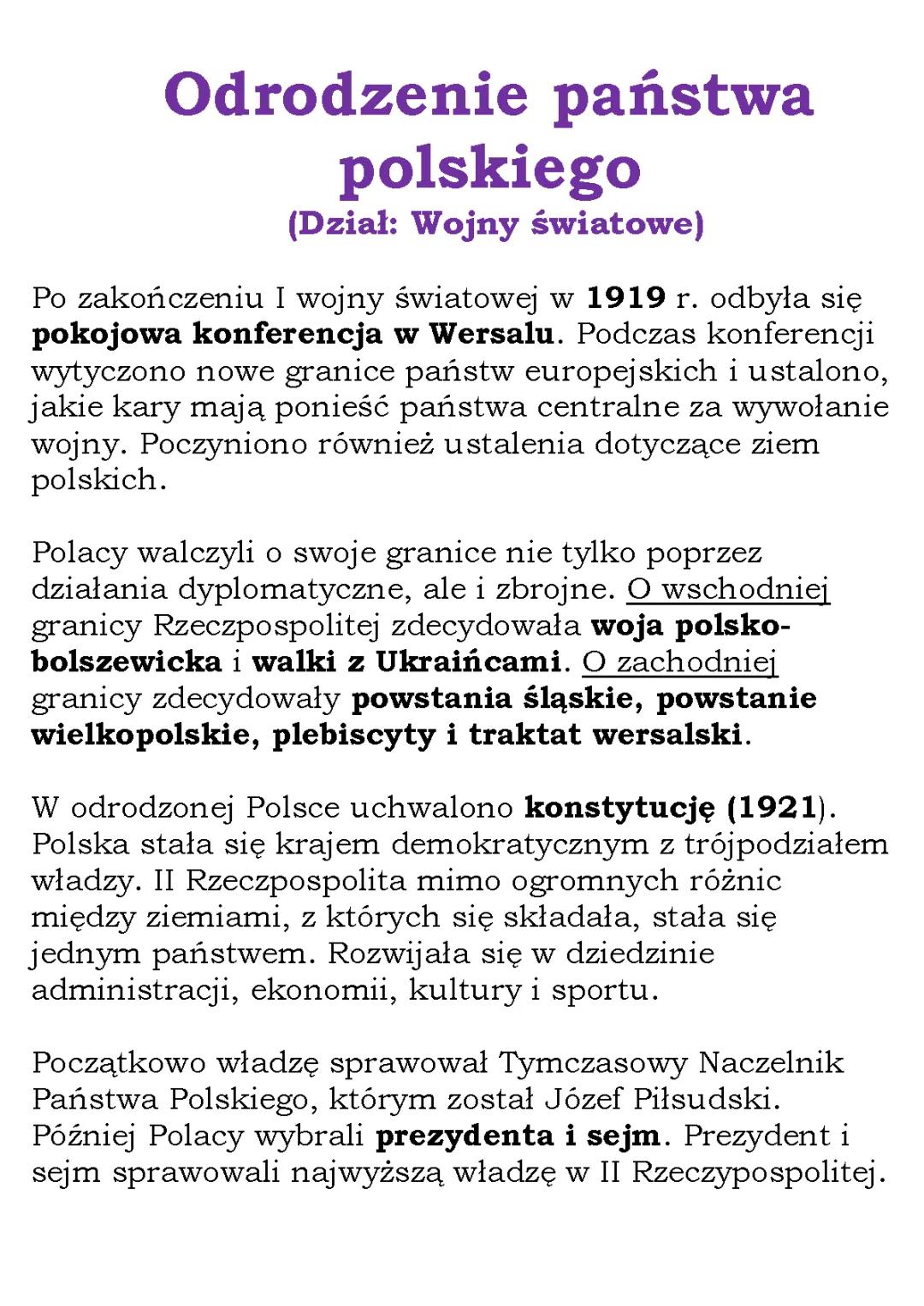 Odrodzenie państwa polskiego podczas wojen światowych