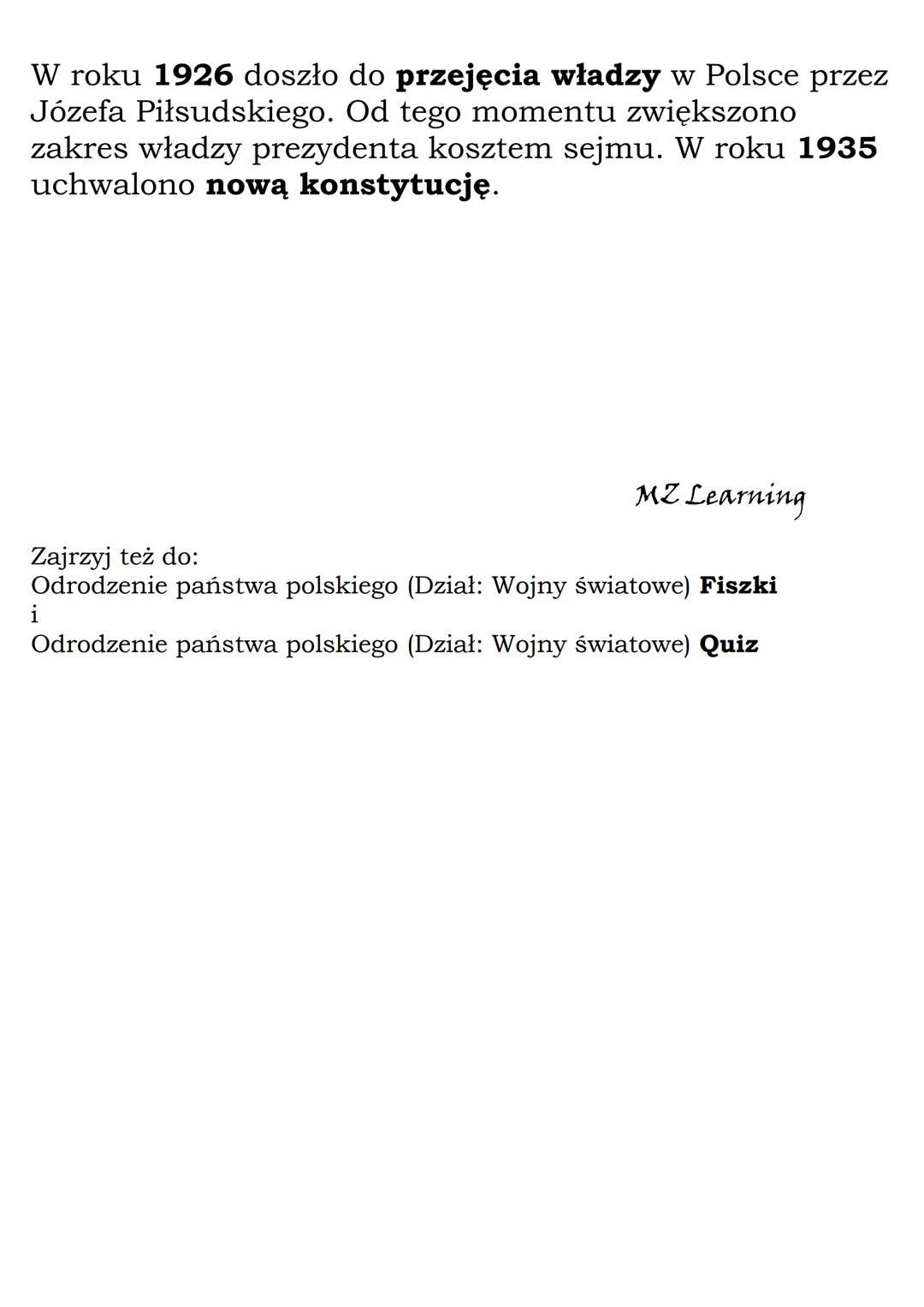 Odrodzenie państwa
polskiego
(Dział: Wojny światowe)
Po zakończeniu I wojny światowej w 1919 r. odbyła się
pokojowa konferencja w Wersalu. P