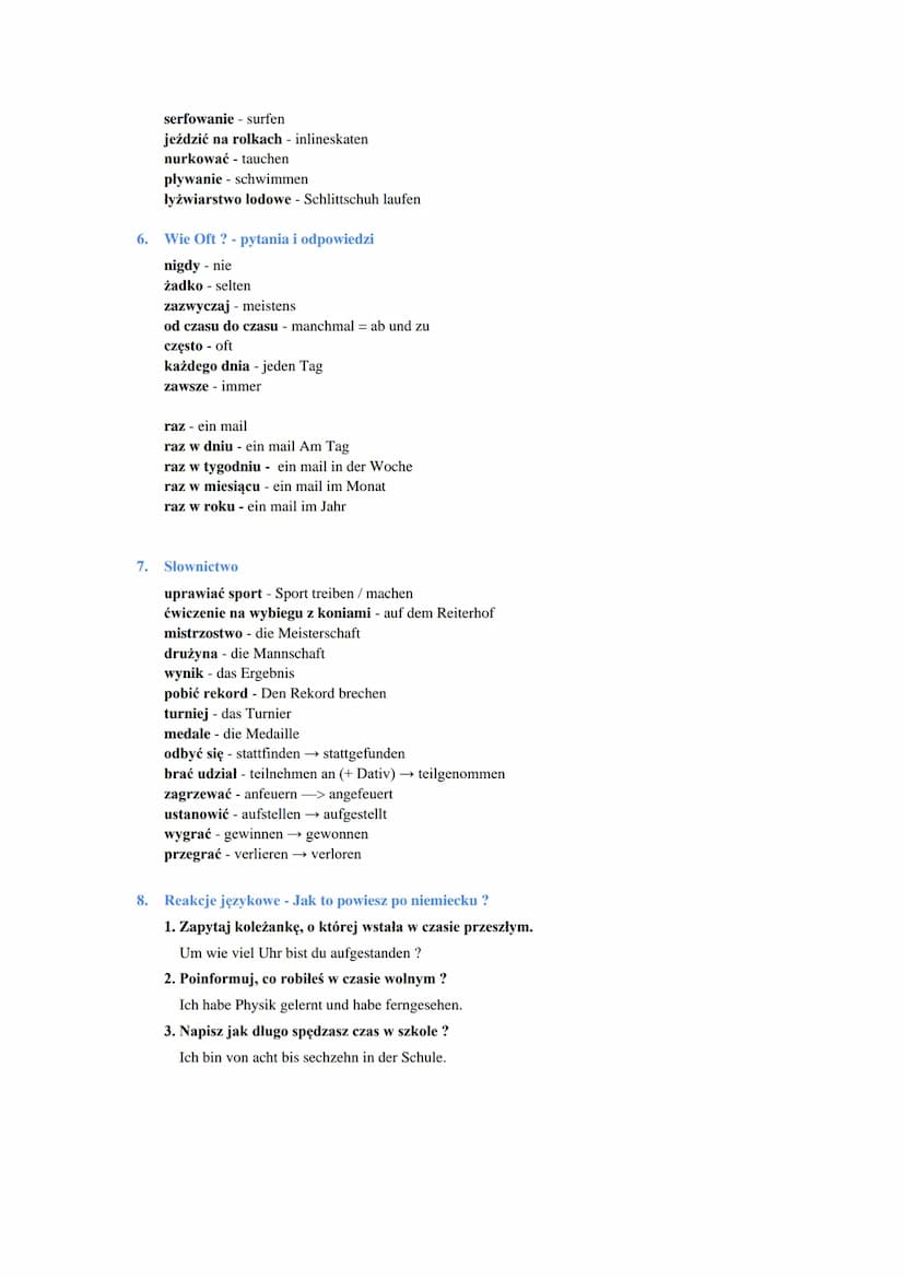 1. Budowa czasu przeszłego Perfekt
Perfekt → czasownik posiłkowy + imiesłów czasu przeszłego (czasownik w czasie przeszłym)
2. Odmiana i zas