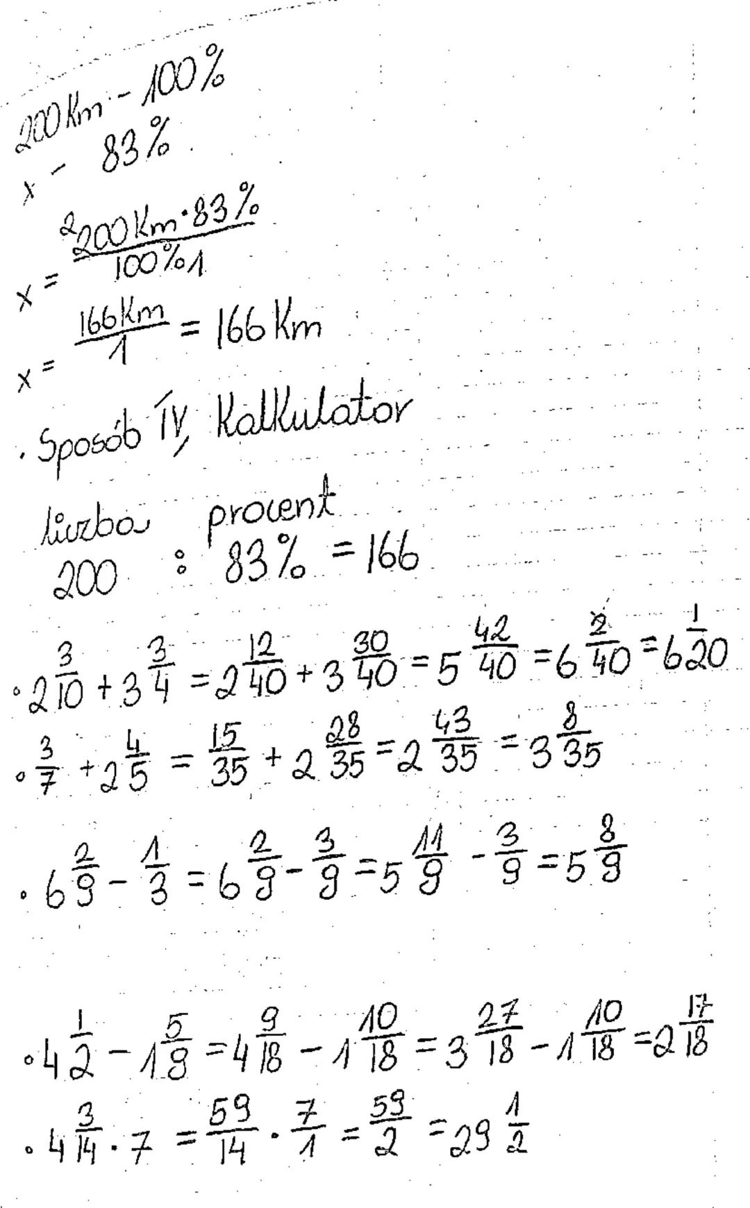 --- OCR Start ---
dellija
Temat: Obliczanie procentu danej linky.
Ulamek luzby = ulamek 
Oblicz procent liczby = procent 
83
200
166
83r 
20