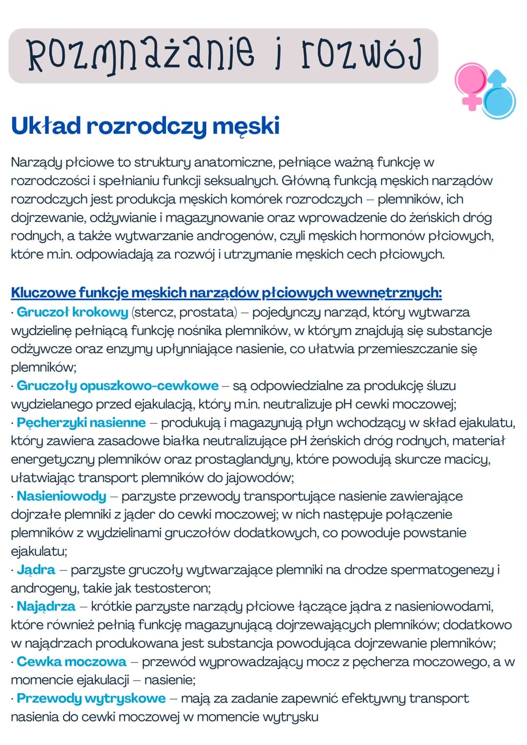 --- OCR Start ---
rozmnażanie i rozwój
Układ rozrodczy męski
Narządy płciowe to struktury anatomiczne, pełniące ważną funkcję w
rozdłości i 