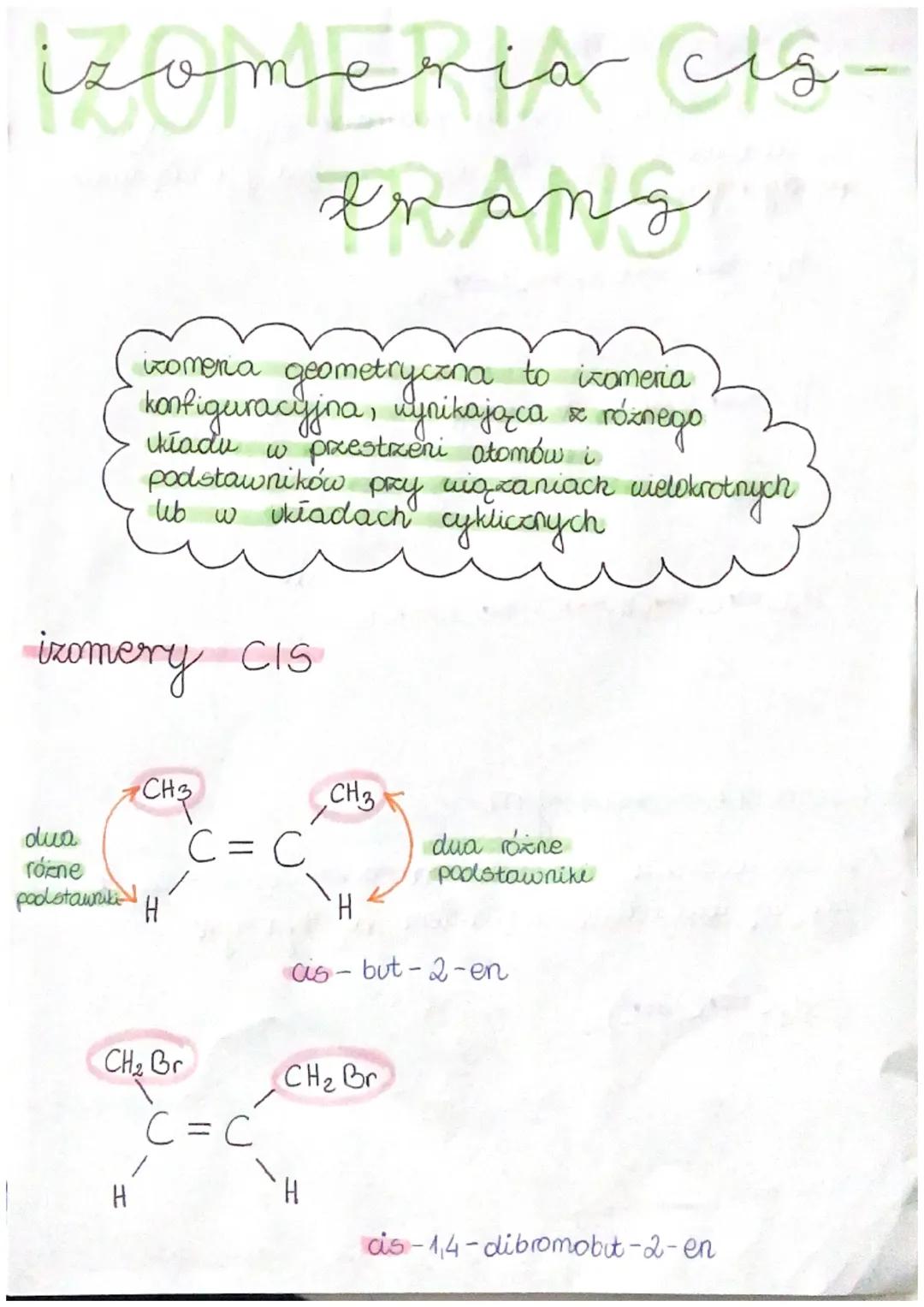 izomery
izomery mają taki sam wzór sumaryczny, ale
inny strukturalny
1,2-dibromopentan
2,4-dibromopentan
Br
1
1
H
H
Br
T
H-C-C-C-C-C-H
1 1
H