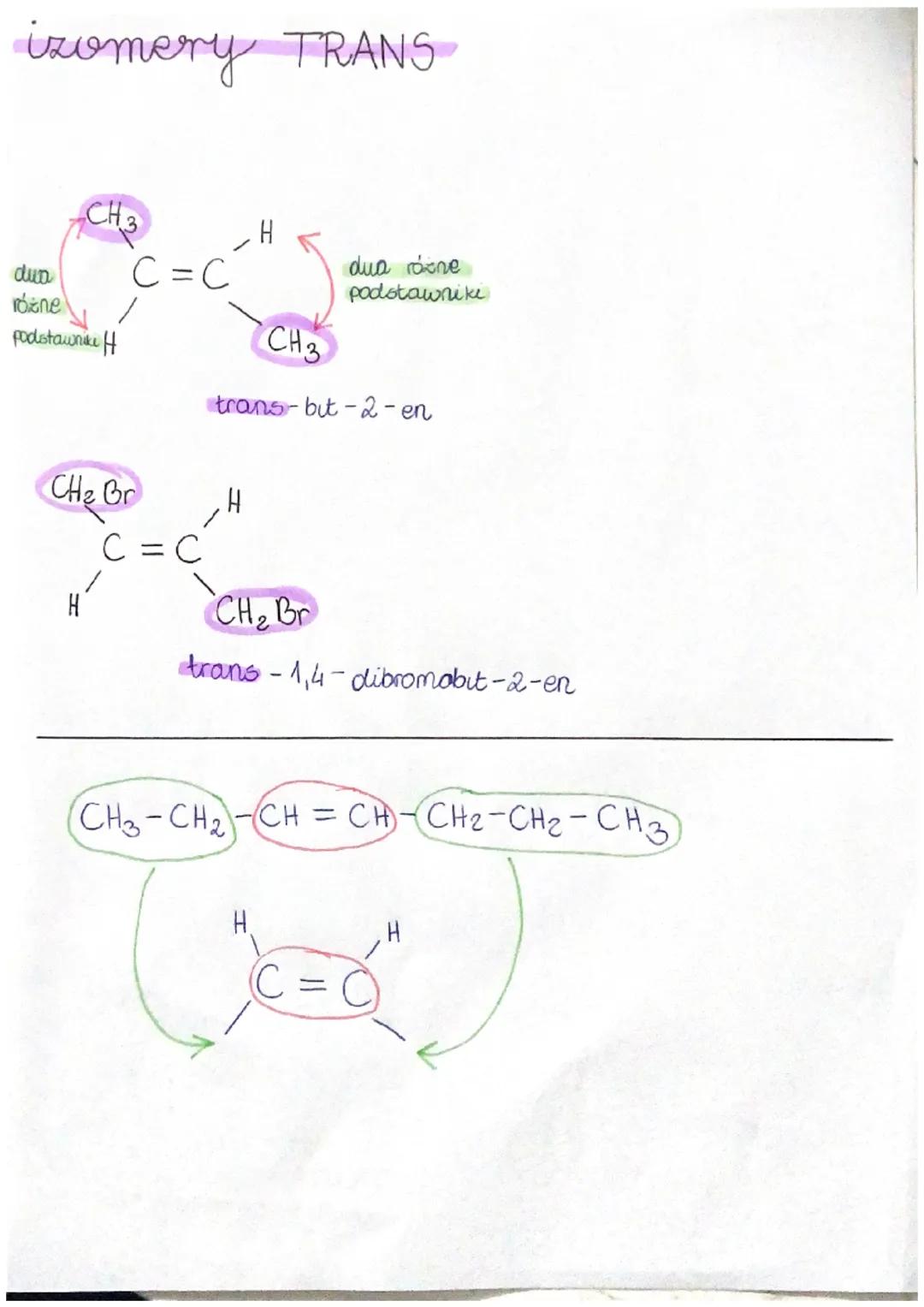 izomery
izomery mają taki sam wzór sumaryczny, ale
inny strukturalny
1,2-dibromopentan
2,4-dibromopentan
Br
1
1
H
H
Br
T
H-C-C-C-C-C-H
1 1
H