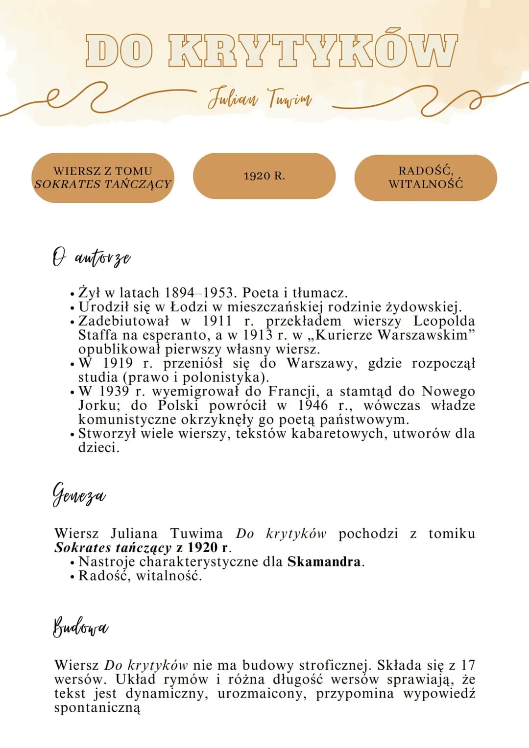 Do krytyków Julian Tuwim