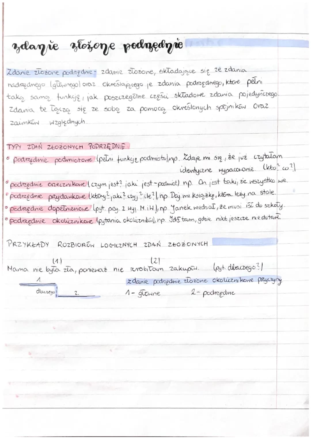zdania złożone
Zdanie złożone
zdanie, ktere ma więcej niż jedno oreczenie, a tym
Samym co najmniej dwa zdania składone, np.
Ponieważ źle się