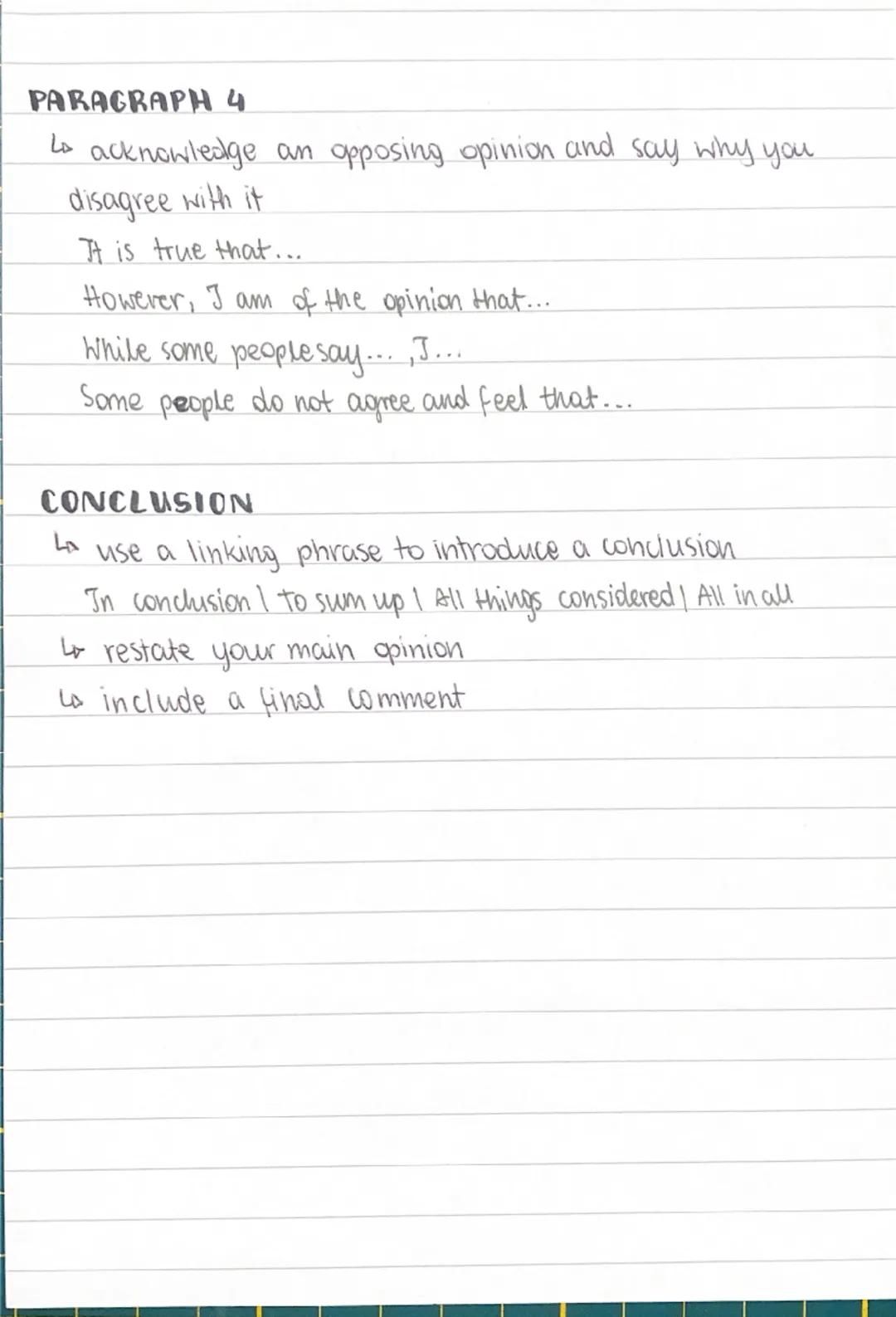 # Opinion essay

# INTRODUCTION
- to introduce the topic and state your main opinion
- to say which two (or more) points of view or aspects

