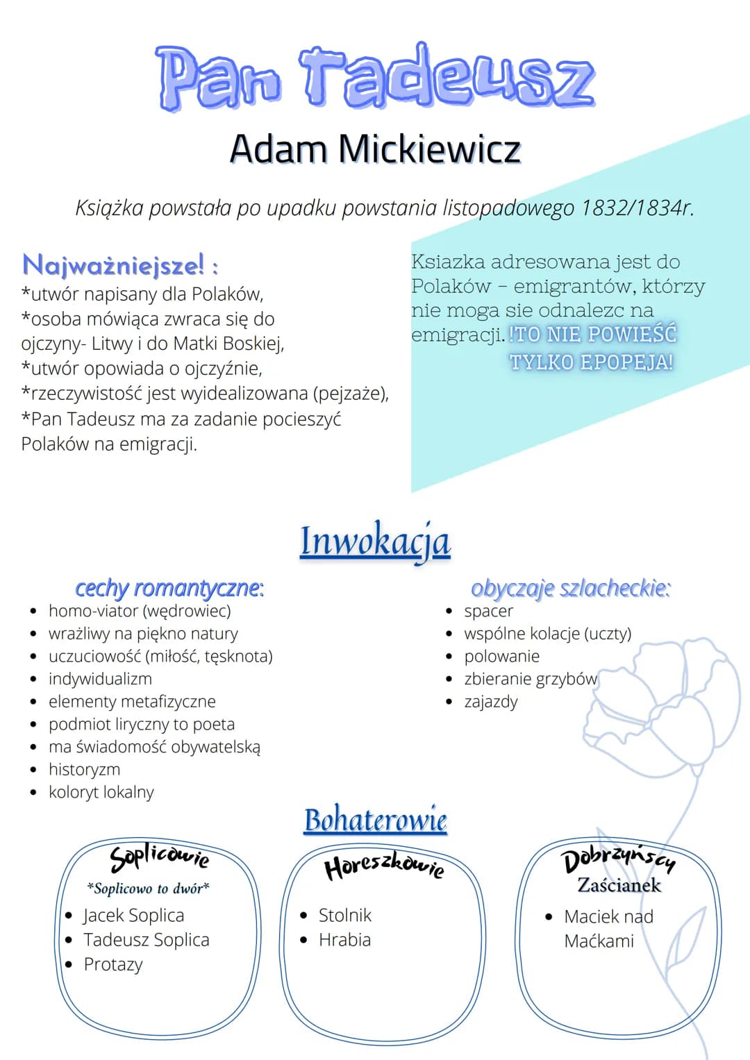 Książka powstała po upadku powstania listopadowego 1832/1834r.
Najważniejsze! :
*utwór napisany dla Polaków,
*osoba mówiąca zwraca się do
oj