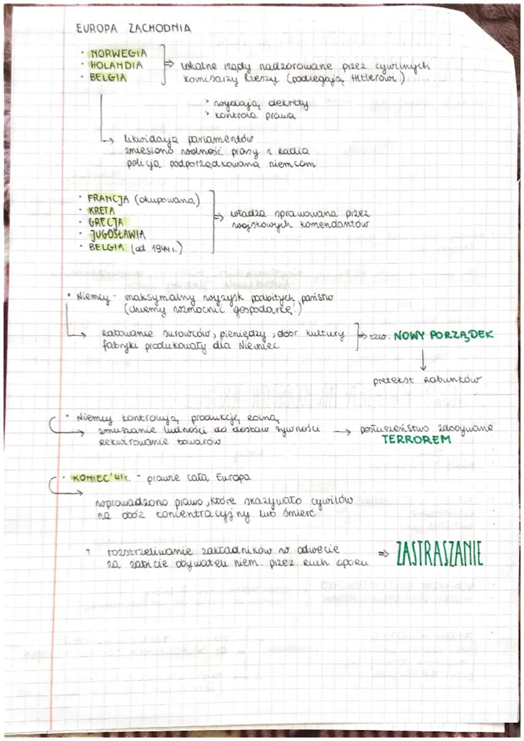 POLITYKA OKUPACYJNA II RZESZY
→ POLITYKA RASOWA HITLERA
Mein Kampf
Hitler w
• Niemcy nie musza przestrzegać zadnych norm etycznych wobec
inn