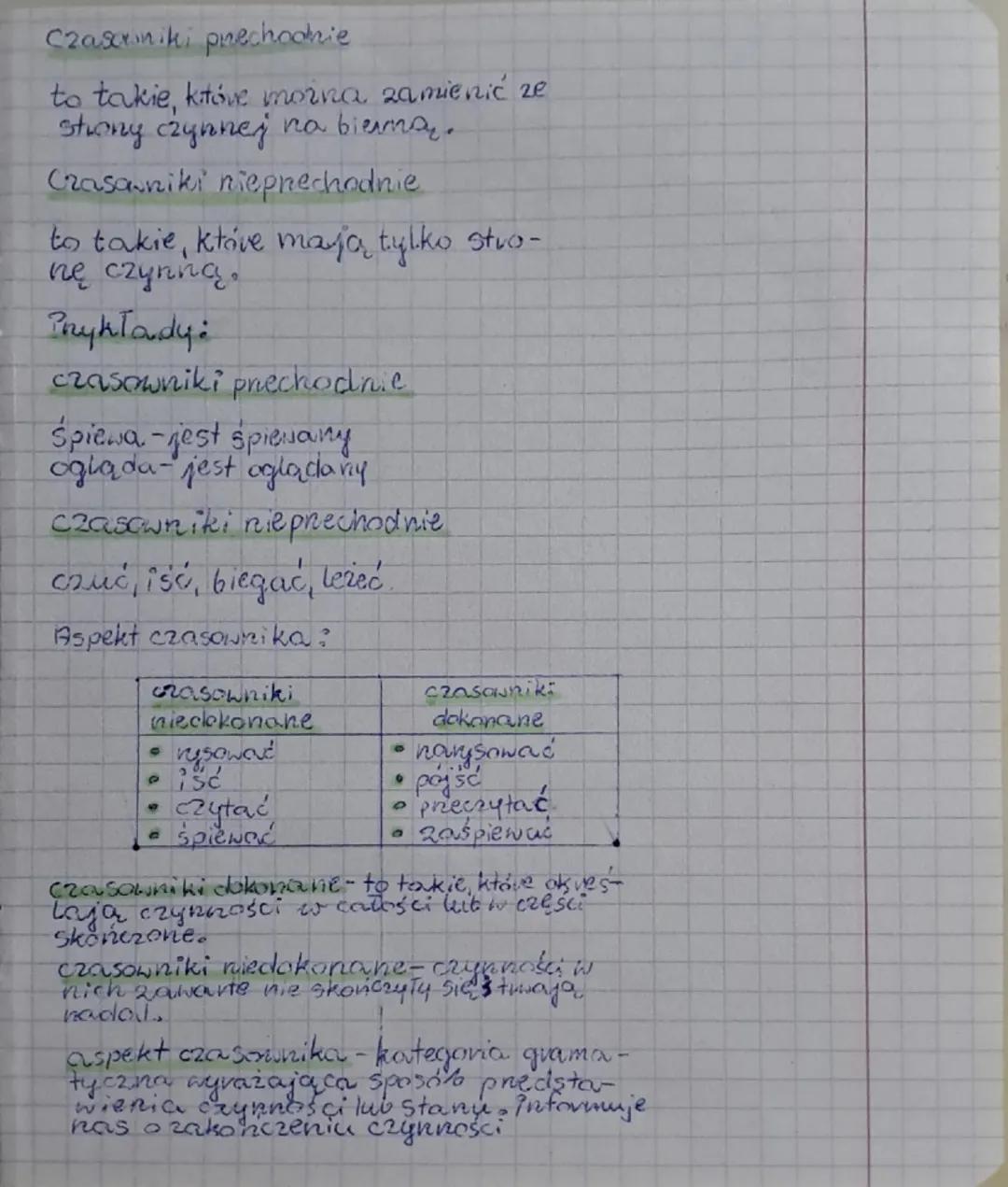 Strona czynna ishona bierna, czasowniki
prechodnie i nieprechodnie, ospekt czasow-
nikov
Strona czynna:
Mówi nam, že podmiot wykonuje czynno