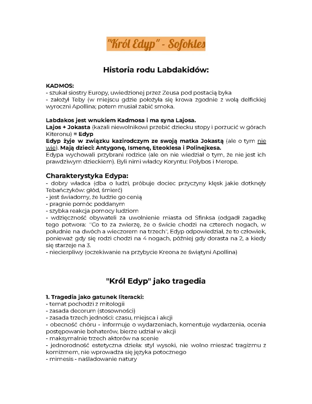 Król Edyp - Streszczenie Krótkie i Szczegółowe, Fatum i Motywy