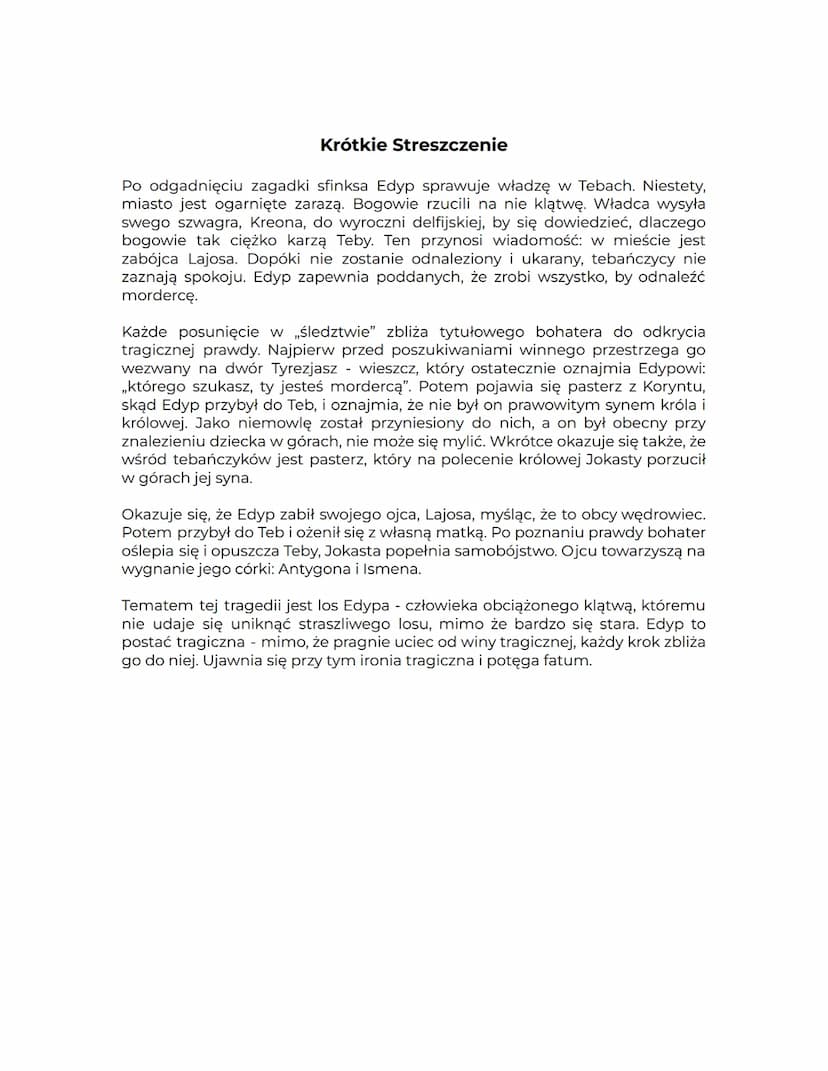 "Król Edyp" - Sofokles
Historia rodu Labdakidów:
KADMOS:
- szukał siostry Europy, uwiedzionej przez Zeusa pod postacią byka
- założył Teby (
