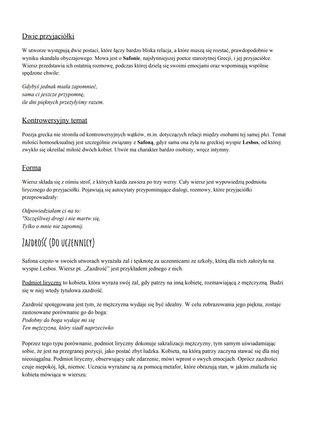 # SAFONA (VII-VI W. P.N.E.) - najsłynniejsza poetka starożytnej Grecki, mistrzyni liryki miłosnej. Pochodziła
z wyspy Lesbos. Prowadziła tam