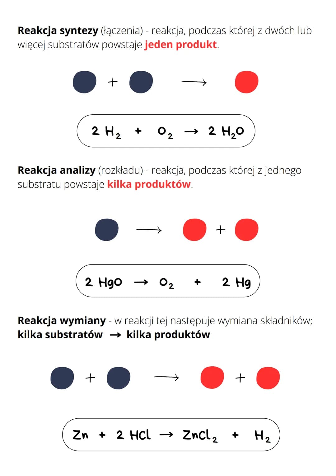 reakcje chemiczne
Reakcje chemiczne dzielimy ze względu na liczbę substratów i
liczbę produktów lub ze względu na efekt energetyczny.
Substr