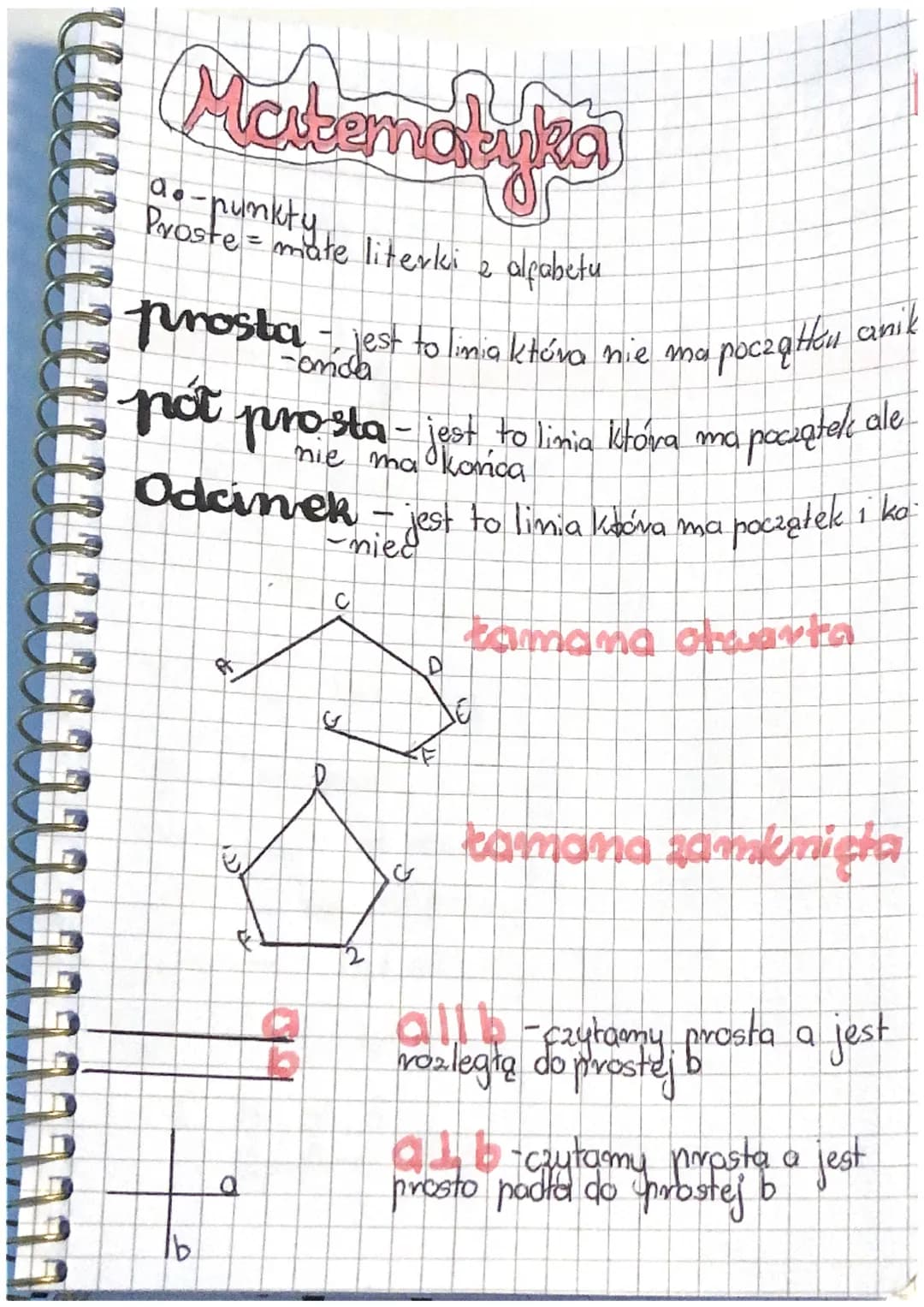 Maskemahylea
a.-punkty te literki 2 alfabetu
Proste
•mate
prosba - jest to limia która nie ma
pót prosta
począHou anik
- jest to linia która