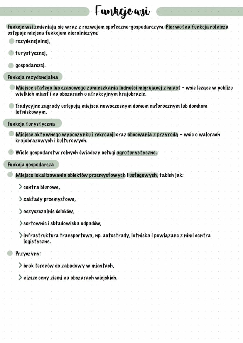Rozwój obszarów
wiejskich na świecie
Wies a obszar wiejski
Wieś to określona jednostka osadnicza. W Polsce to taka jednostka, która nie ma p