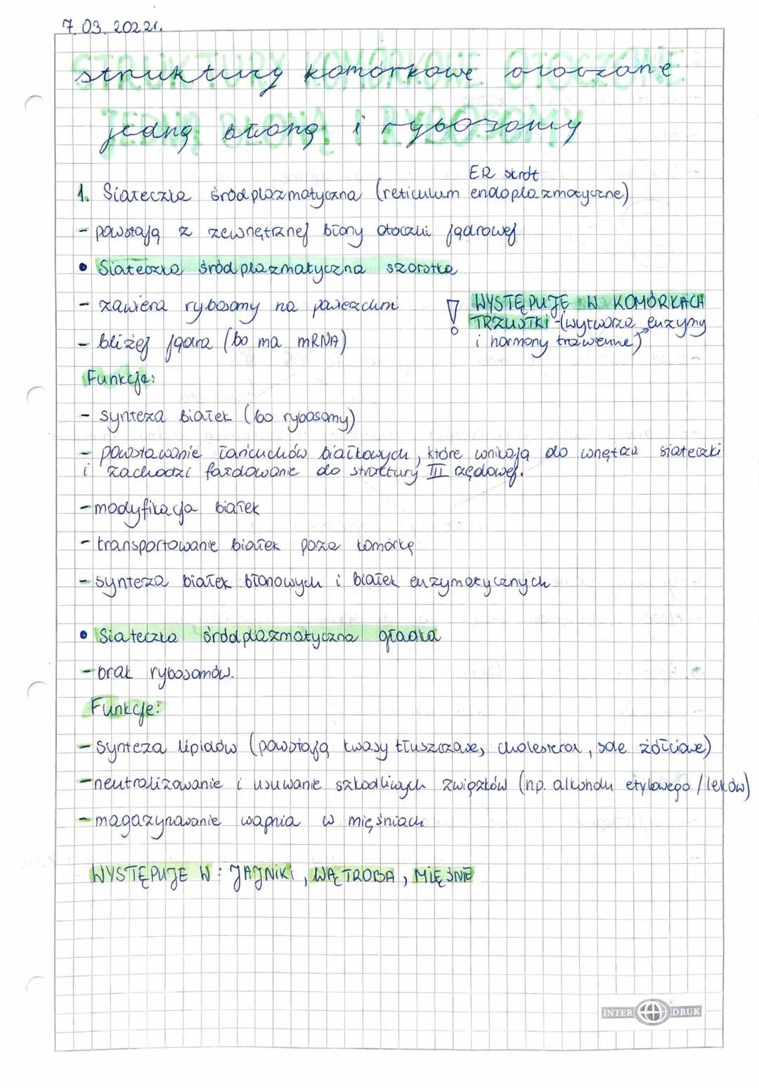 7. 03. 20221.

struktung komórkowe oloozane
jeang buong iі двохошу

ER scrot
1. Siateczie śród plazmatyczna (reticulum endoplazmayorne)
- po