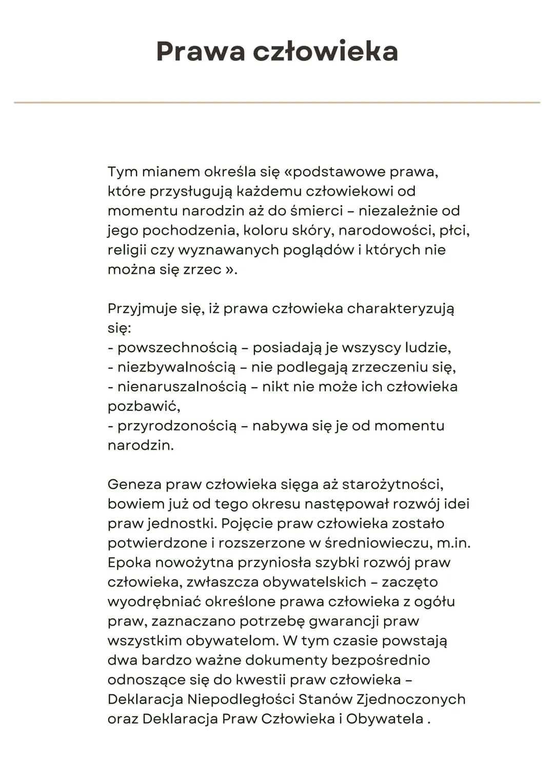 Prawa człowieka
Tym mianem określa się «podstawowe prawa,
które przysługują każdemu człowiekowi od
momentu narodzin aż do śmierci - niezależ