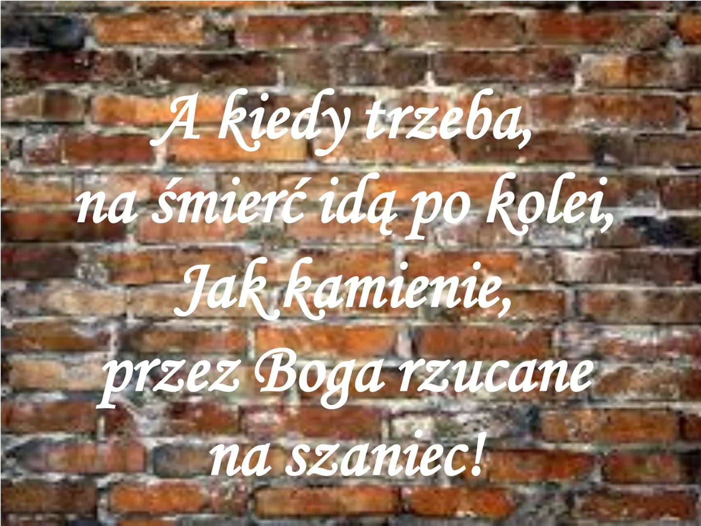 
<p>Wiersz Juliusza Słowackiego, zatytułowany "Kamienie na szaniec", jest fragmentem "Testamentu mego". Wiersz ten jest często omawiany, pon