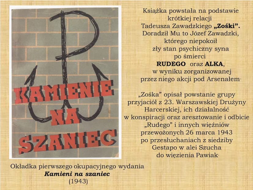 
<p>Wiersz Juliusza Słowackiego, zatytułowany "Kamienie na szaniec", jest fragmentem "Testamentu mego". Wiersz ten jest często omawiany, pon