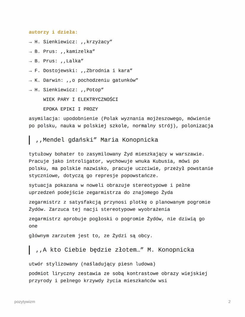 pozytywizm
1864-1889
charakterystyka:
praca, człowiek, społeczeństwo
→wiedza to potęga
zabory
język ezopowy
→ noc postyczniowa (represje, st