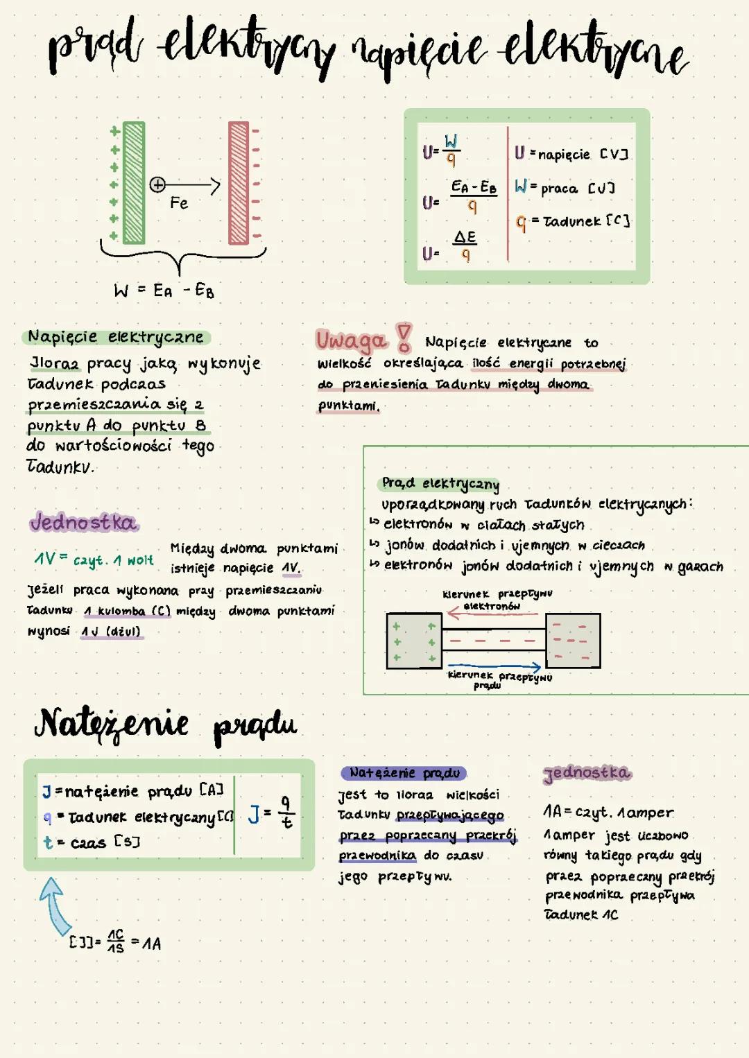 Co to jest napięcie elektryczne, natężenie prądu i przepływ ładunku?