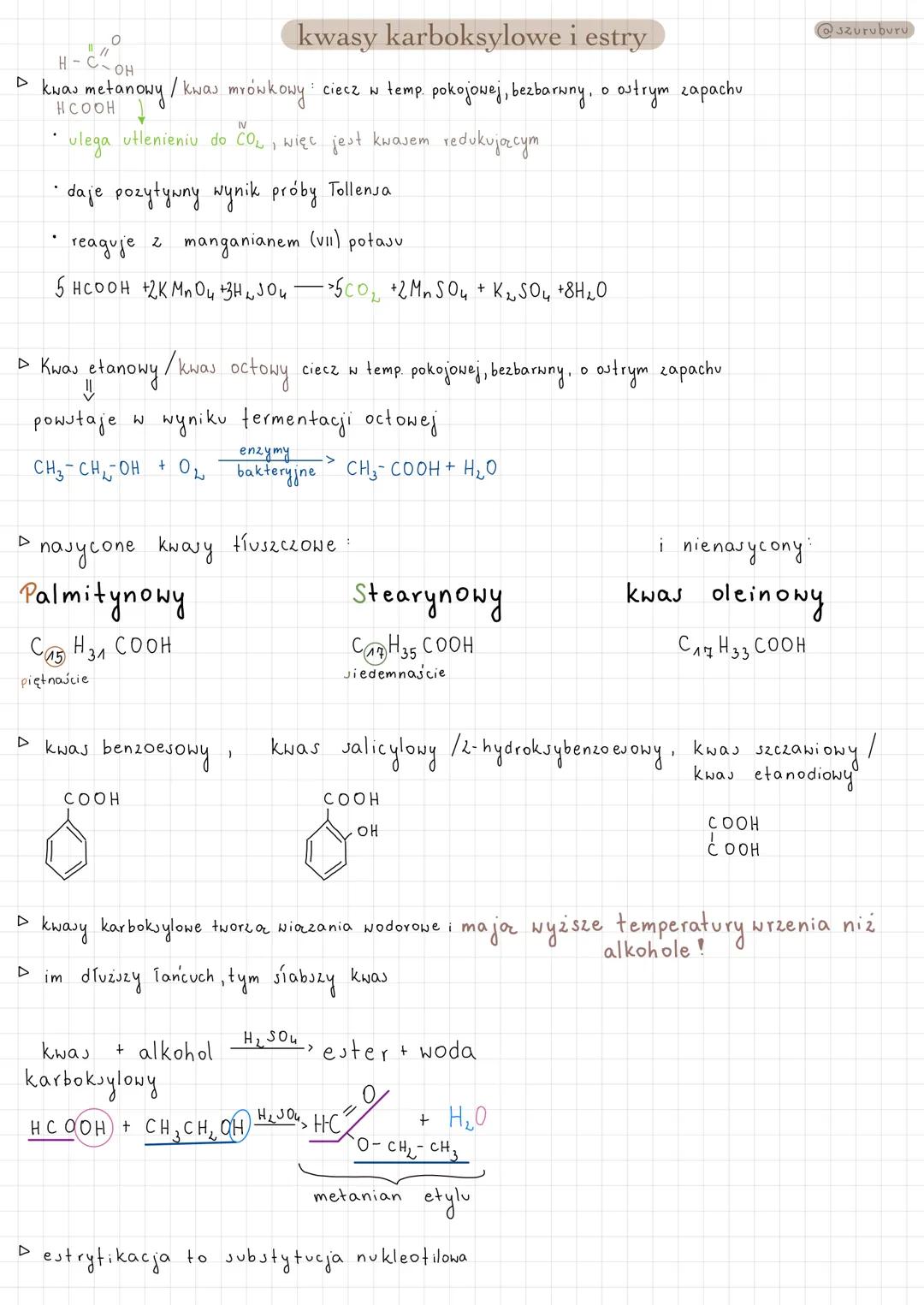 Kwasy Karboksylowe i Estry - Notatki do Nauki Chemii