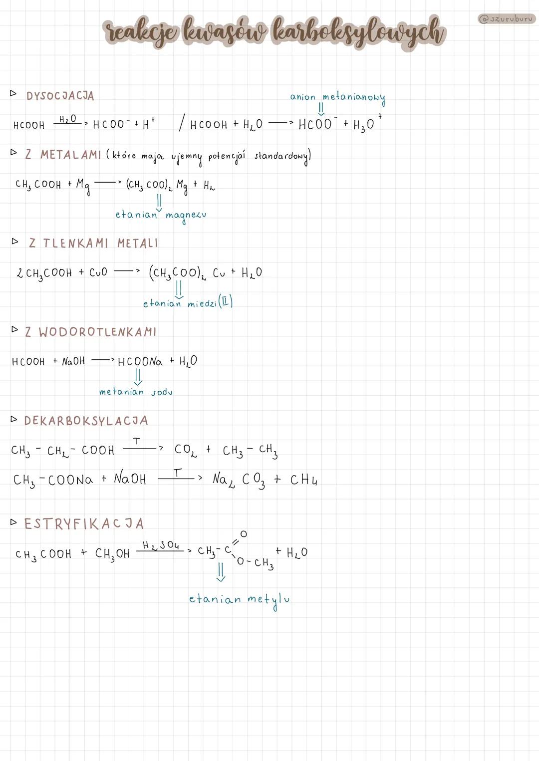 # kwasy karboksylowe i estry

H-COH

@szuruburu

▷ kwas metanowy / kwas mrówkowy ciecz w temp. pokojowej, bezbarwny, o ostrym zapachu

$HCOO