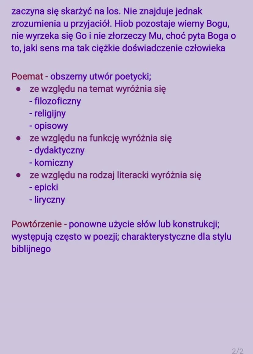 Księga Hioba
Ramy czasowe
• między VI a IV w.p.n.e
Forma gatunkowa
• prolog pisany prozą
•
najobszerniejsza część - poemat religijno-
filozo